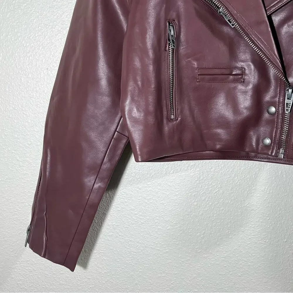Blank NYC NWT Faux Leather Cropped Moto Jacket Size Small